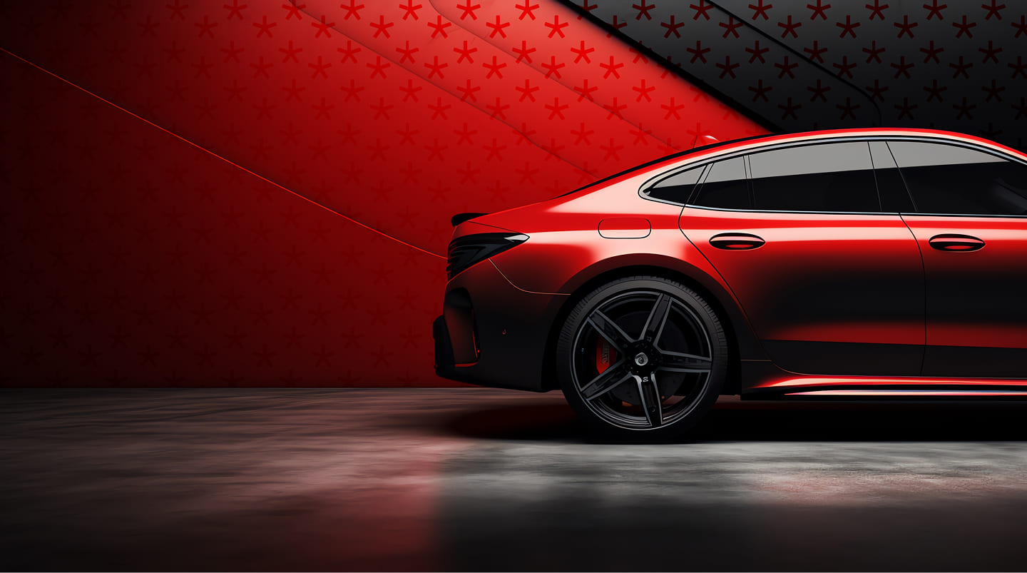 Side shot of a red car