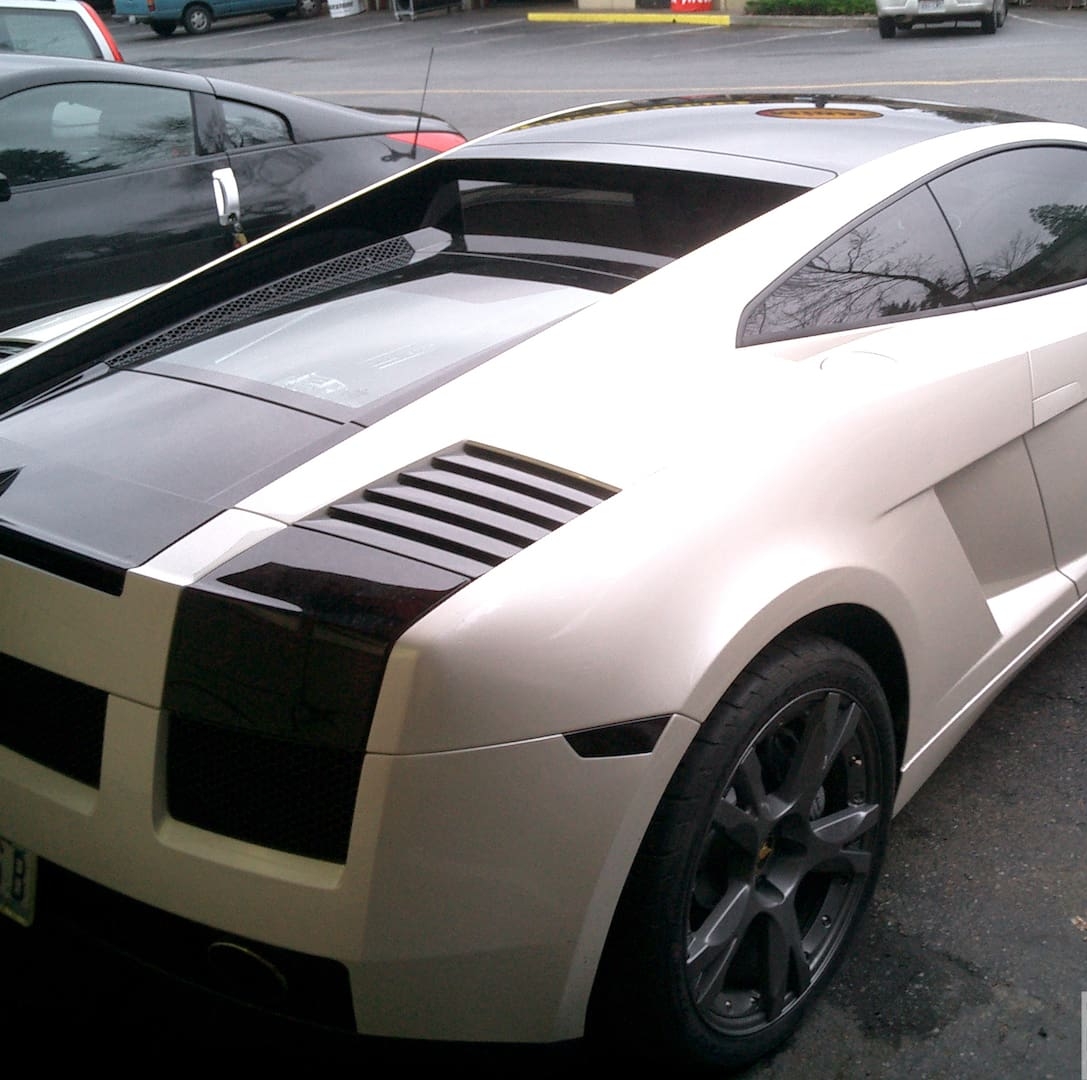 Grey car with satin chrome finish