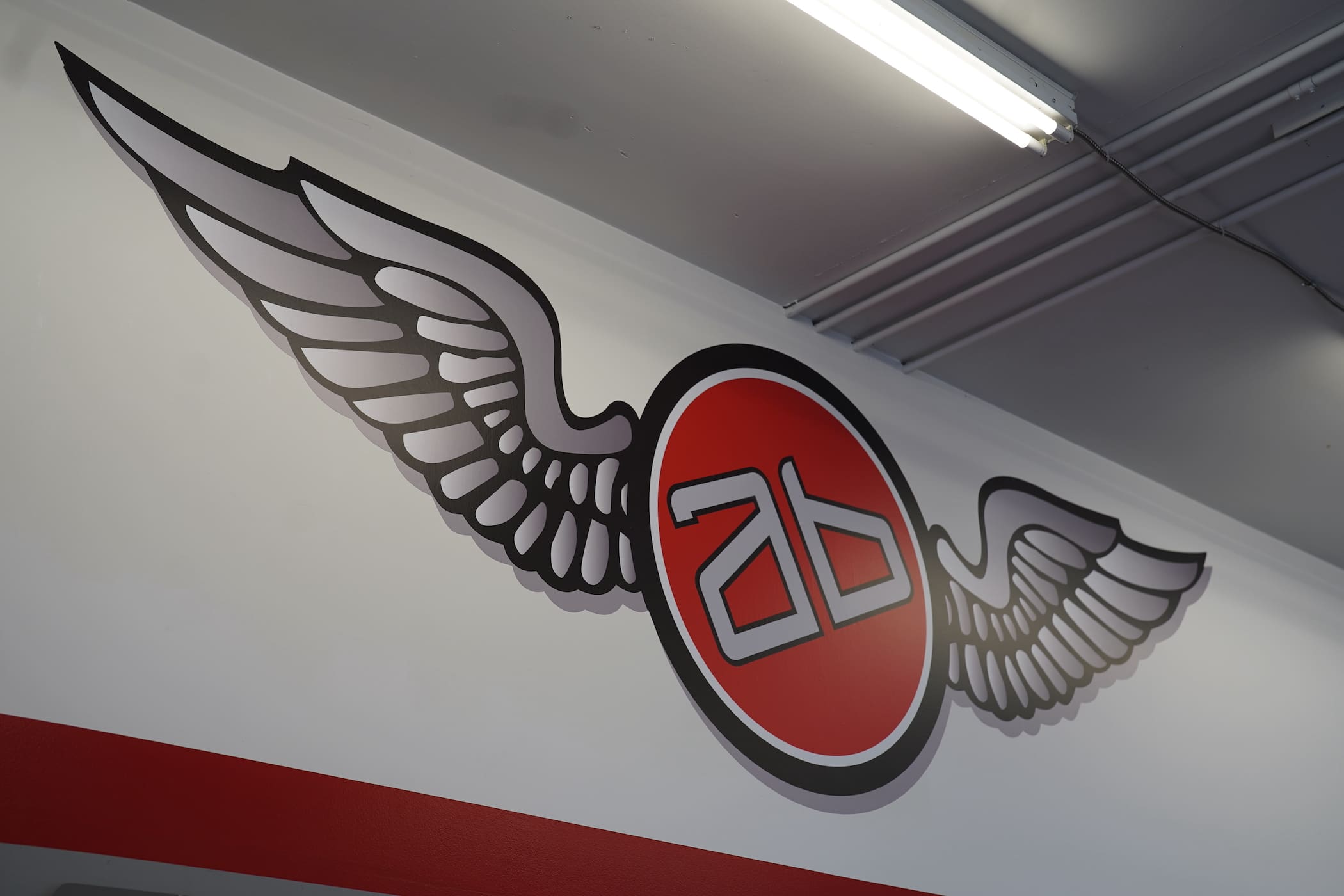 Accutint Bellevue logo on wall in shop