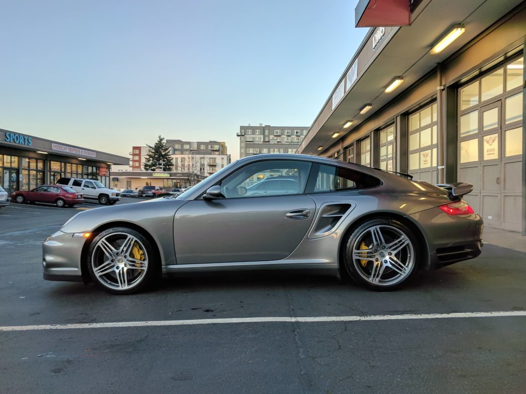 Shiny, clean Porsche outside after auto detailing