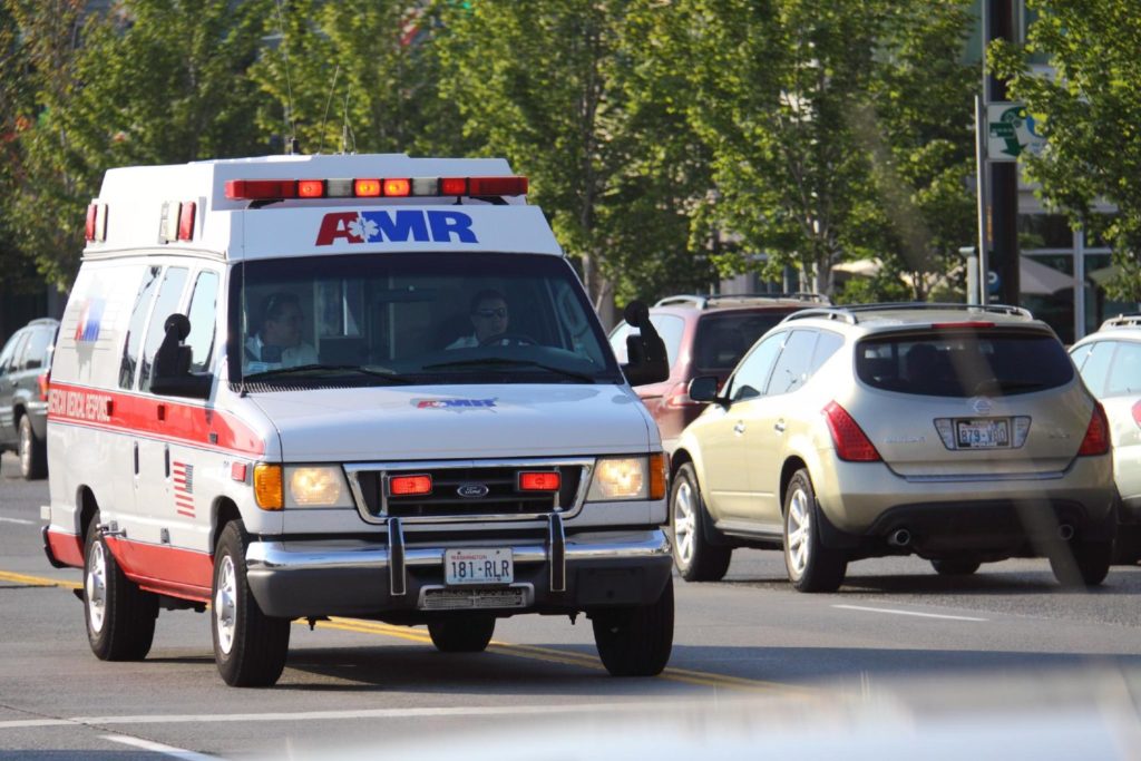 First responder driving ambulance in Washington