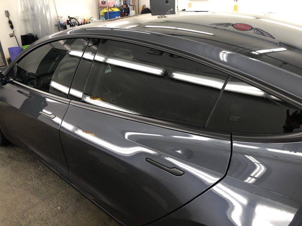 Tesla with chrome delete at Accutint Bellevue